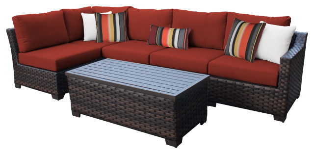 kathy ireland River Brook 6 Piece Wicker Patio Furniture Set Aqua -  Tropical - Outdoor Lounge Sets - by TKClassics | Houzz