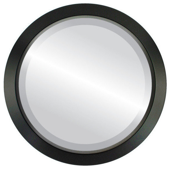 Regatta Framed Round Mirror in Matte Black Transitional Wall