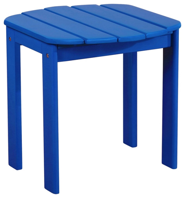 Linon Adirondack Sturdy Solid Acacia Wood Outdoor End Table in Blue Stain