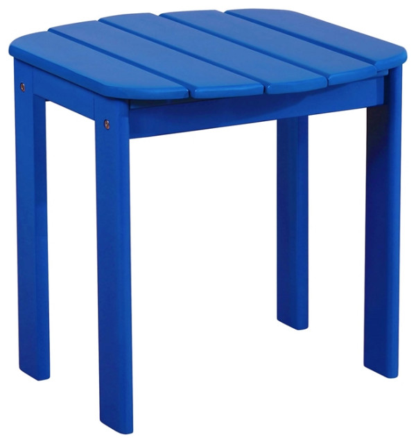 Linon Adirondack Wood Outdoor End Table in Blue Contemporary