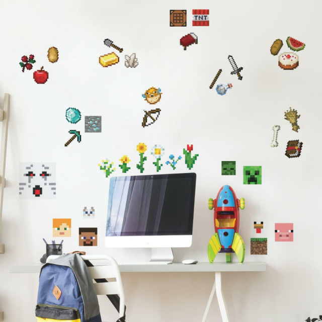 Minecraft Peel and Stick Wall Decals - Traditional - Kids Wall Decor ...