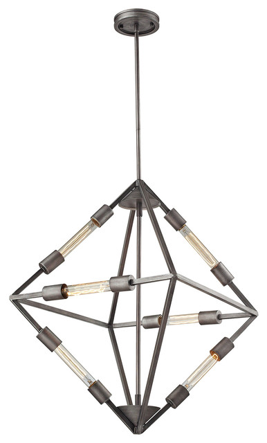 Laboratory 6-Light Chandelier, Weathered Zinc With Bulb Included