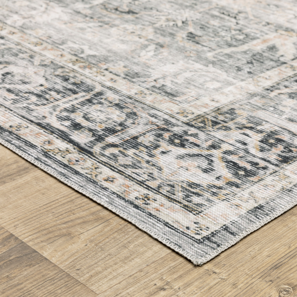 Celestia Machine Washable Vintage Indoor Area Rug, 5'x7' Contemporary