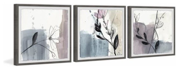 Blush Flower Splash XI Triptych, 24x24 - Contemporary - Prints And ...