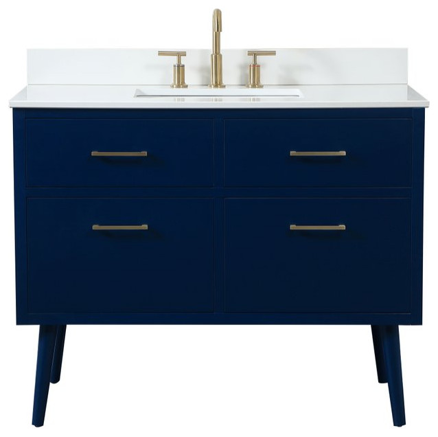 Elegant Decor VF41042MGNBS 42" Bathroom Vanity, Green With Backsplash