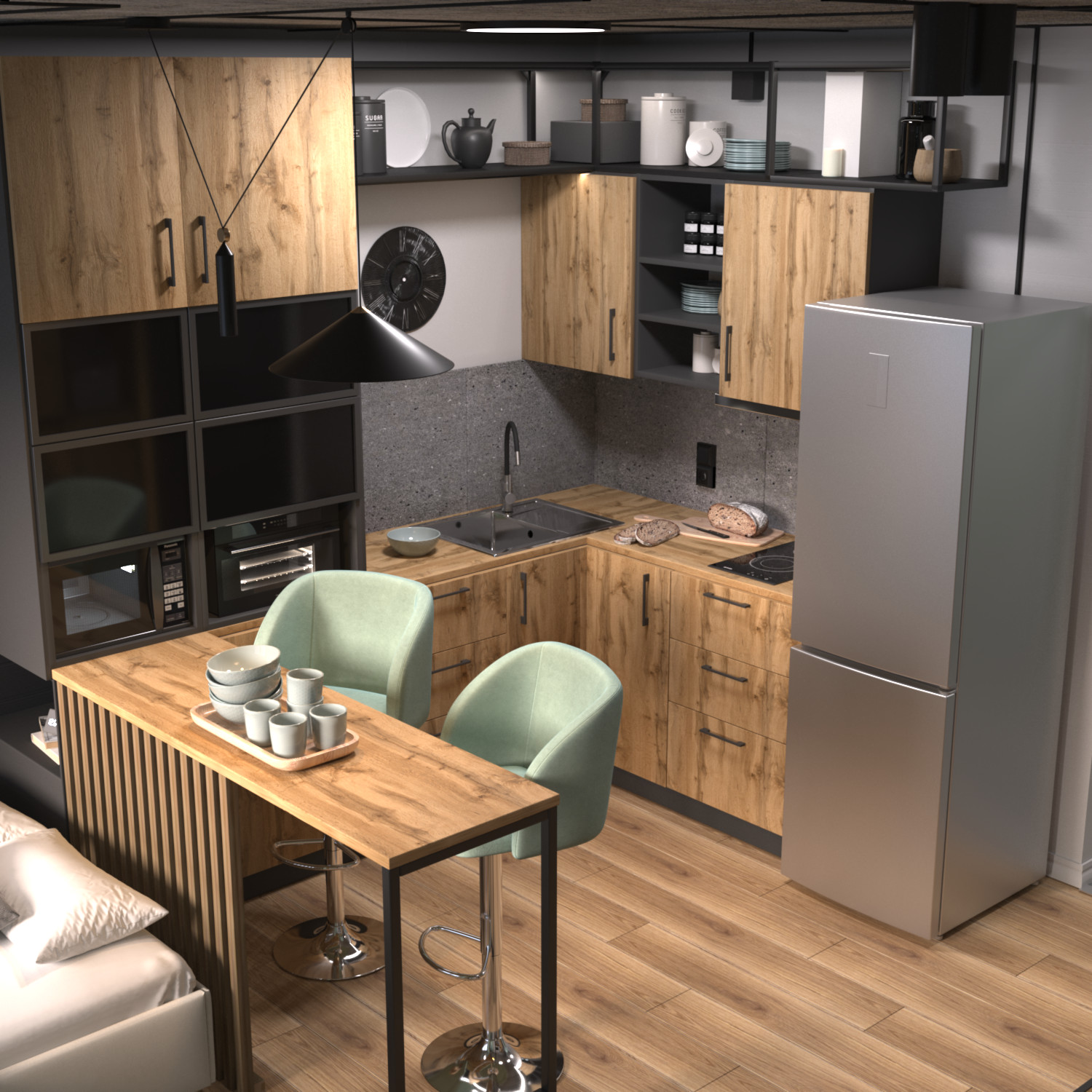 Дизайн-проект студии в стиле минимализм с элементами лофт