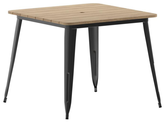 Declan Commercial Indoor/Outdoor Dining Table with Umbrella Hole, 36
