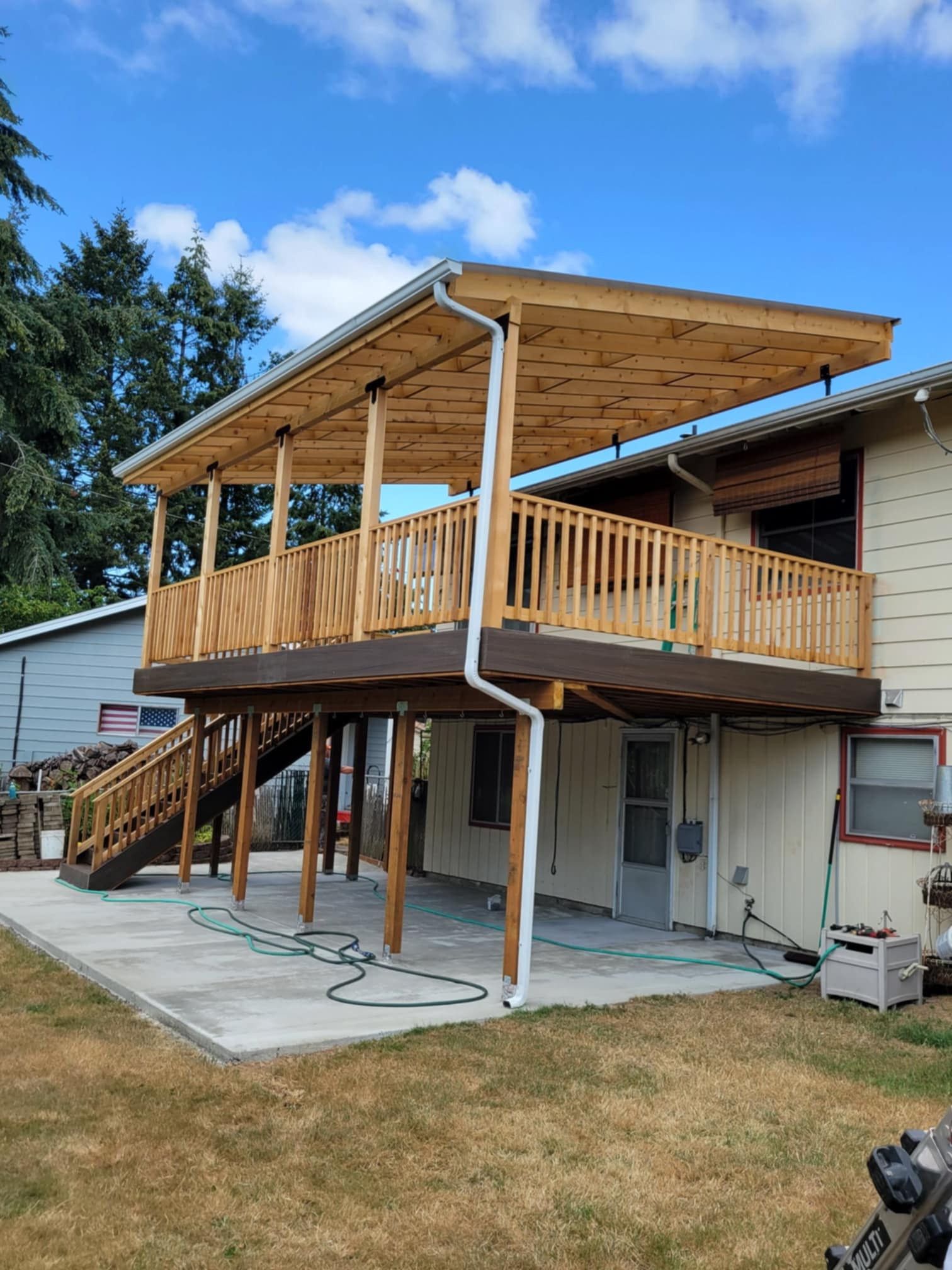 Composite deck with clear polycarbonate on it