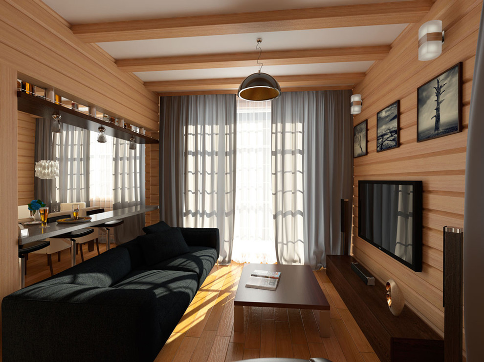 Необычное сочетание Хай-Тека и дерева в двухэтажном деревянном коттедже