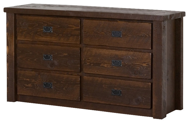 Barnwood 6 Drawer Log Dresser (Dark Barnwood)