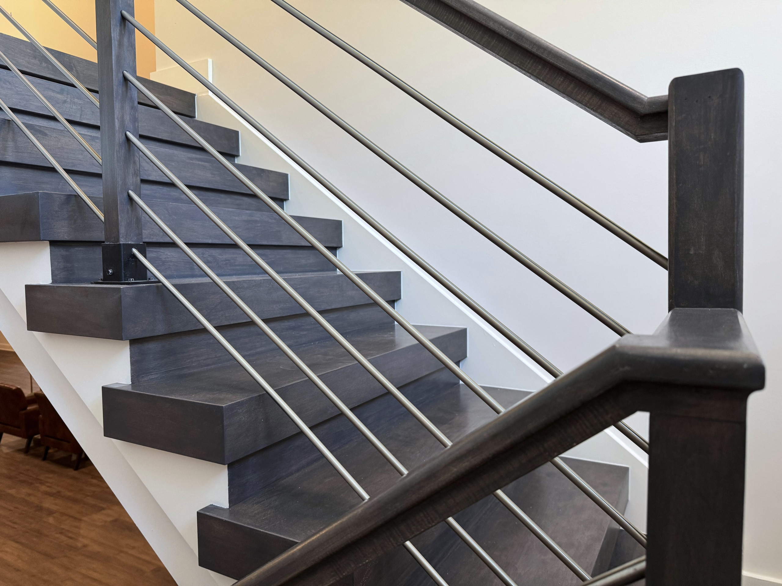 137_Transitional Maple Staircase with Stainless Steel Rail, Clifton, VA 2014