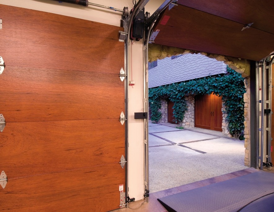 Large traditional four-car garage in Los Angeles.