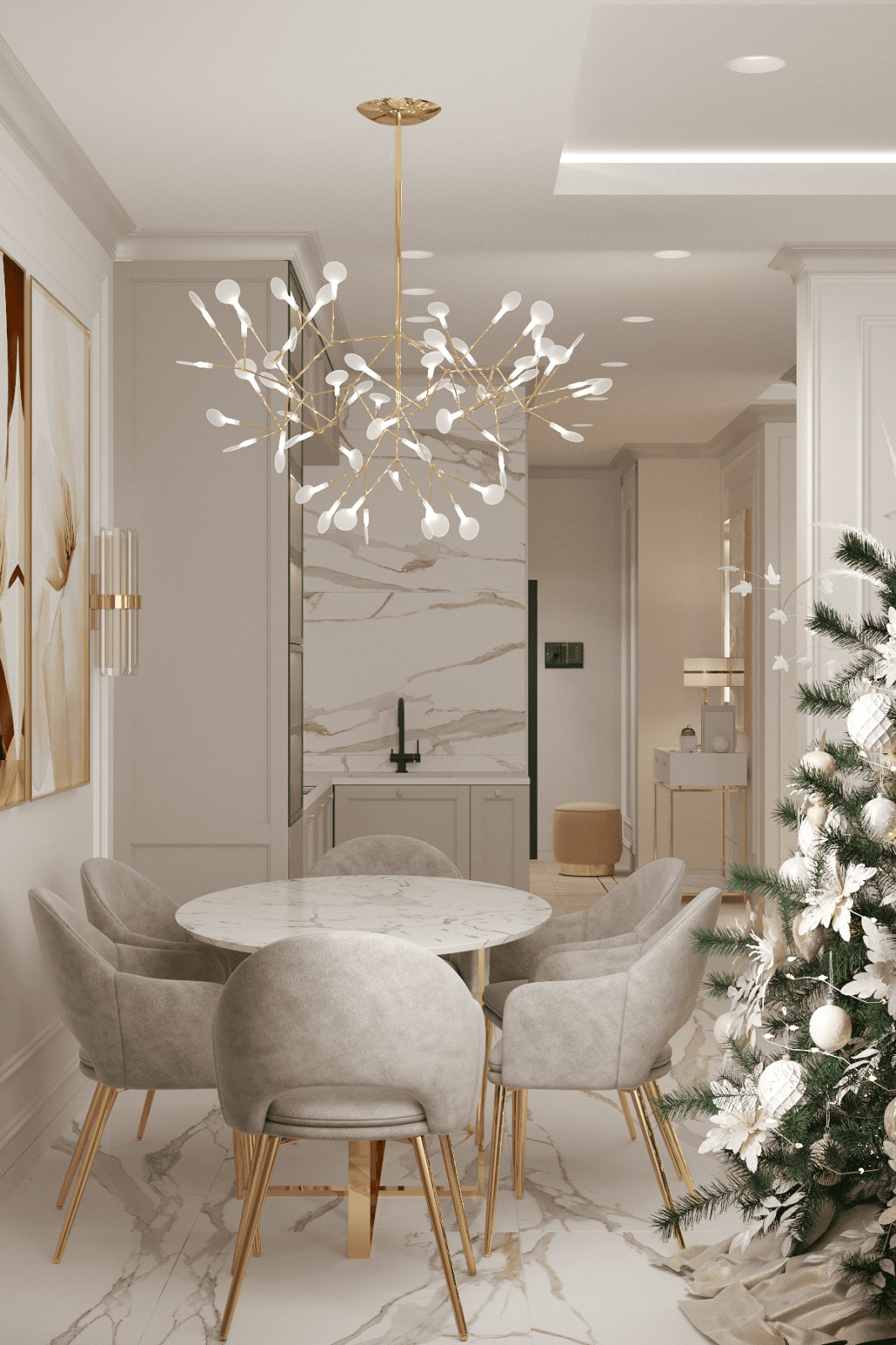 Просторная квартира в нежных оттенках со стильными элементами декора