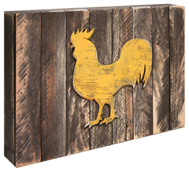 Rooster Farmhouse Block, 8"x6" Farmhouse Outdoor Wall Art by G