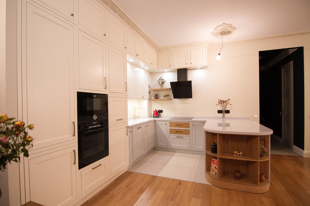 Бело-серая кухня в Москве