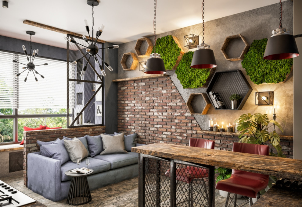 Квартира-студия 37м2 для молодой семьи в стиле Лофт