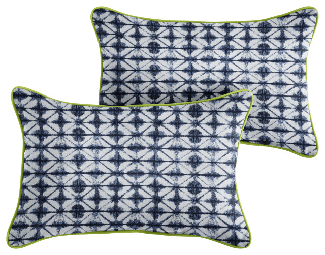 Sunbrella Midori Indigo Canvas Macaw Outdoor Pillow Set Contemporary Outdoor Cushions And 