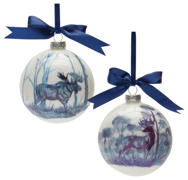 Woodland Deer and Moose Ball Ornament, 6-Piece Set