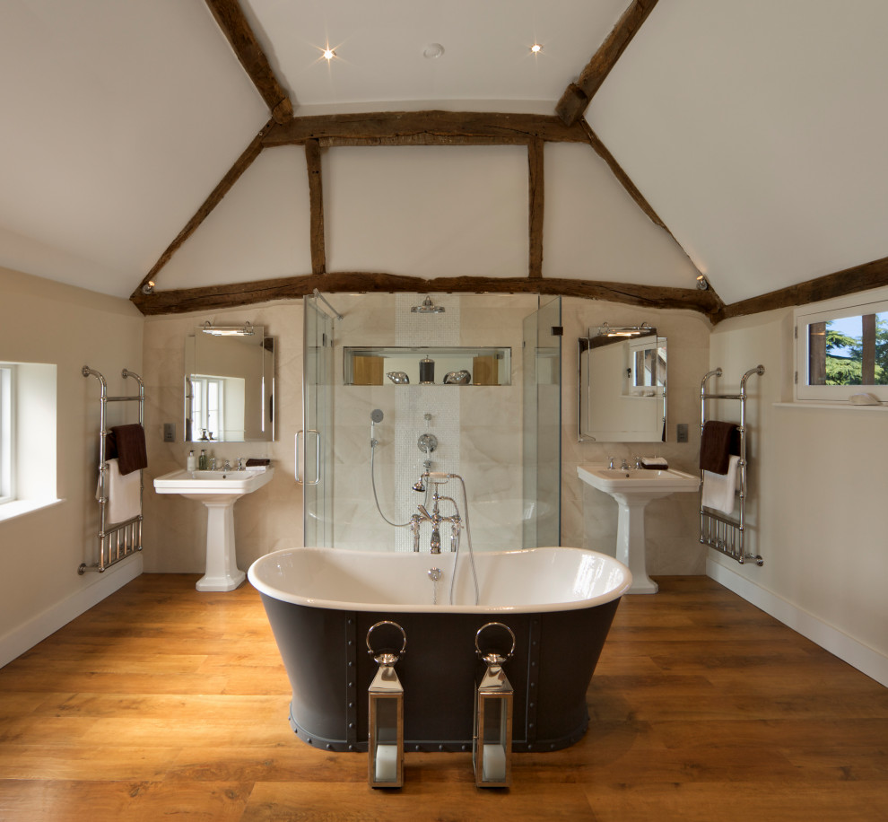 Idées déco pour une salle de bain campagne.