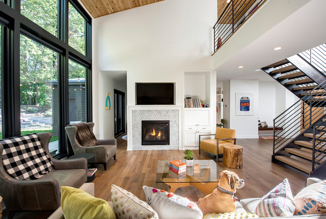 Abramson Residence transitional-living-room