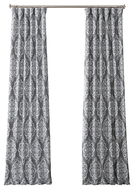 Cameo Printed Linen Textured Blackout Curtain Single Panel