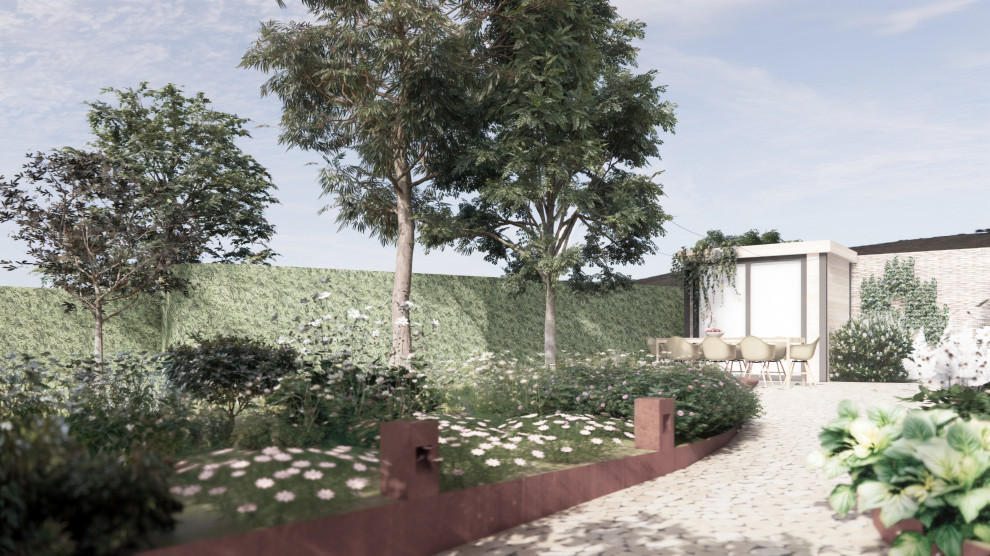 Romantischer Garten im modernen Landhausstil