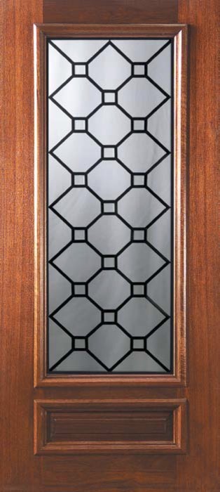 Slab Entry Single Door 80 Mahogany Casablanca 1 Panel 3/4 Lite Glass