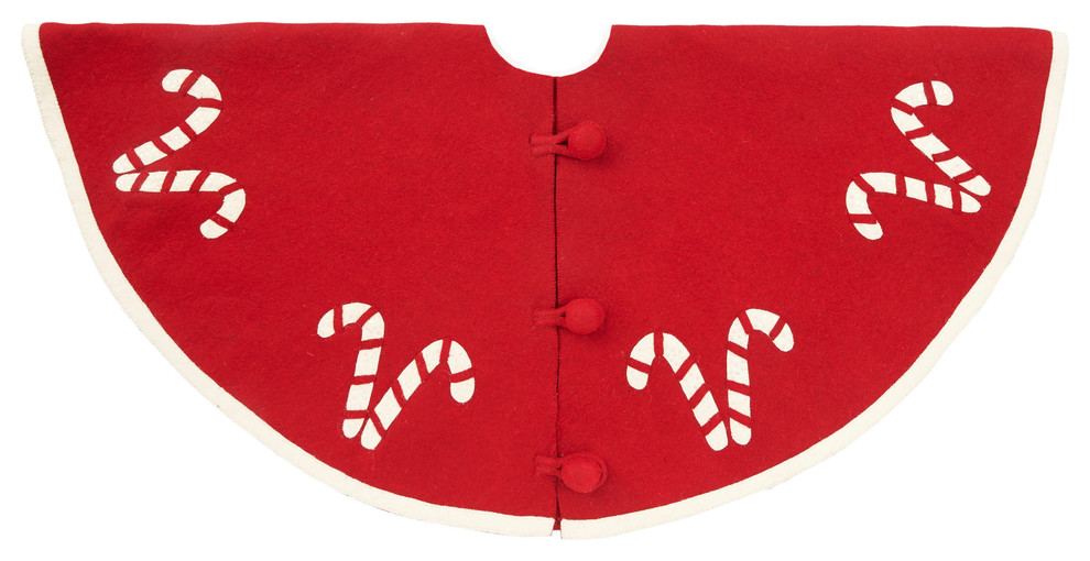 Candy Cane Christmas Tree Skirt in Red Transitional Christmas Tree Skirts by Arcadia Home
