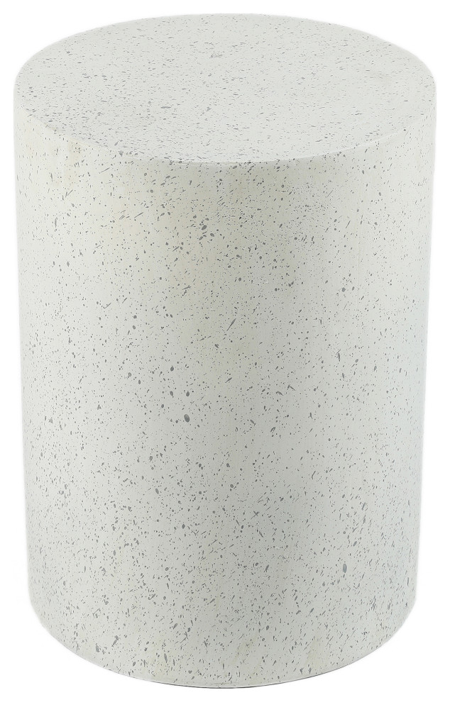 White and Speckled Gray Cement Round Indoor Outdoor Side Table ...