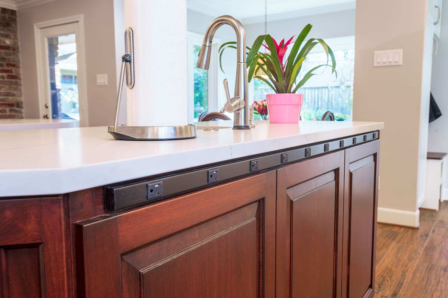 Easy access receptacles for a busy island