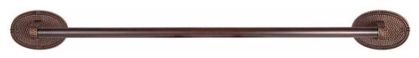 Copper Factory Copper 24 Inch Towel Bar Oval Backplate Antique Copper