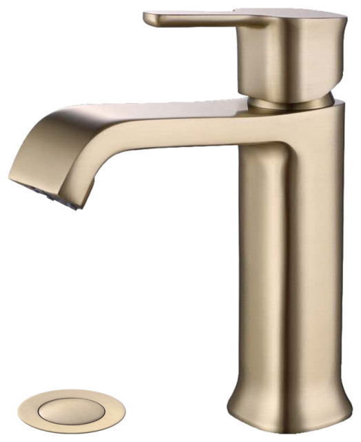Single Hole Bathroom Faucet with Drain Assembly - Contemporary ...