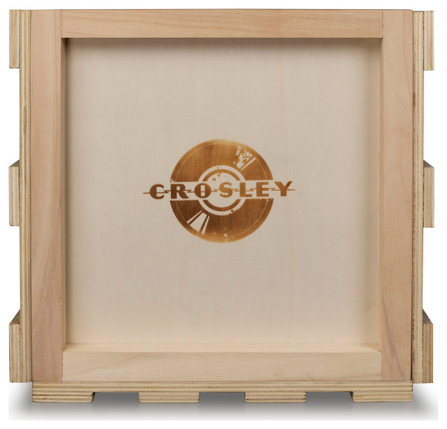 Stackable Record Storage Crate, Natural - Transitional - Storage Bins ...