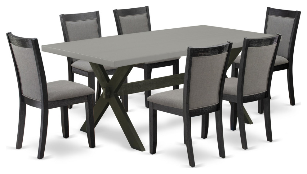X697Mz650-7 7-Piece Dining Set, Rectangular Table and 6 Parson Chairs