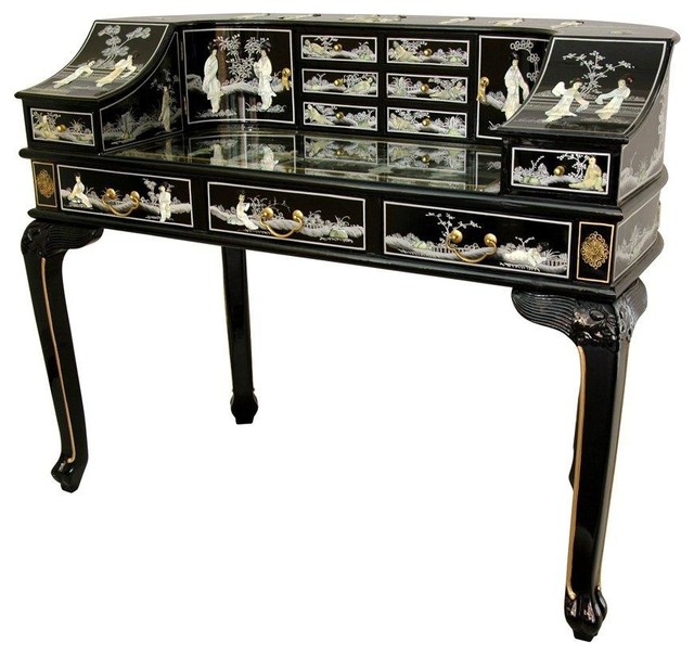 Black Lacquer Las Desk W Mother Of Pearl Asian Desks And Black Lacquer Las Desk W Mother Of Pearl