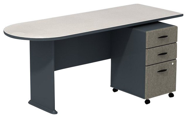 Bush Business Furniture Series A 72" Desk with Assembled Pedestal in Slate
