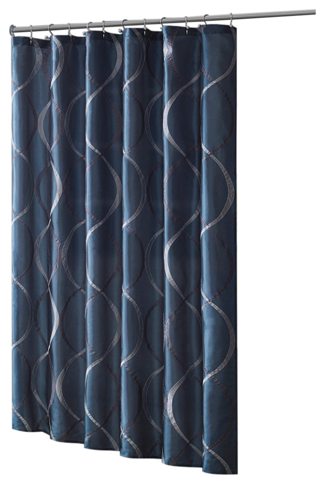 Madison Park Serendipity Shower Curtain, Navy Contemporary Shower