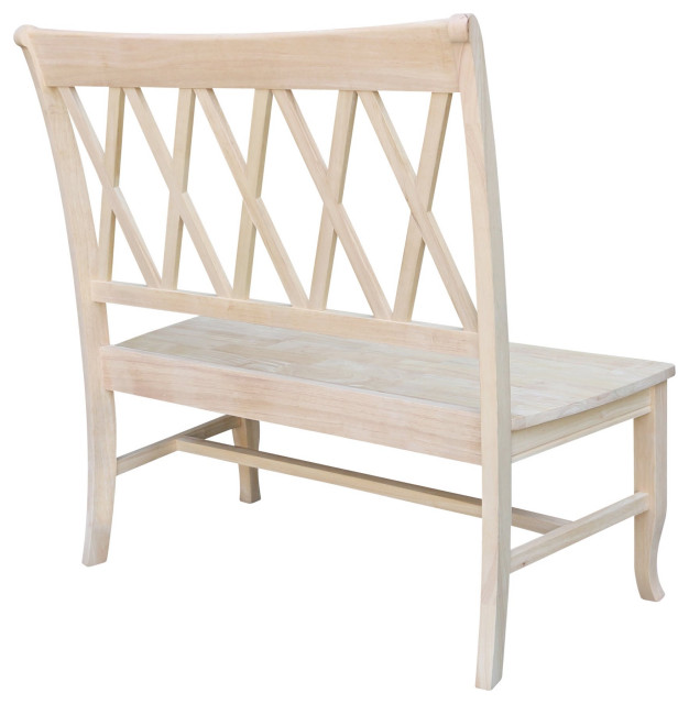 Farmhouse Dining Bench, Rubberwood Construction With X-Shaped Back ...