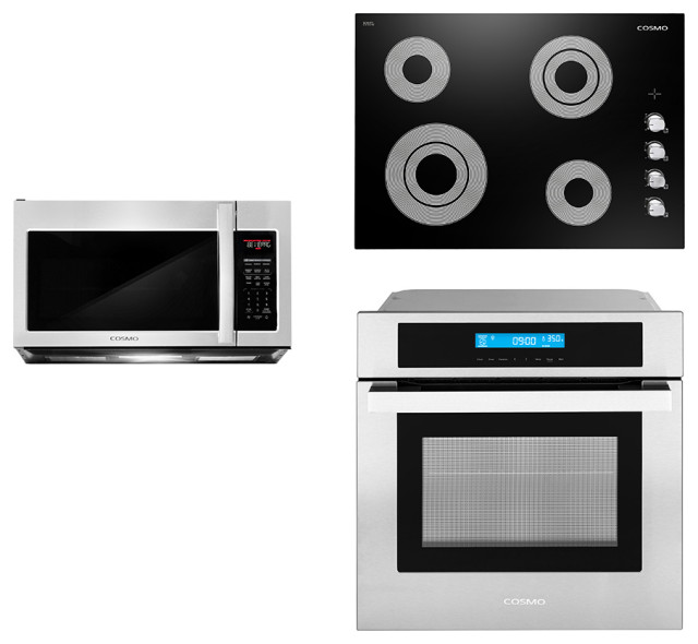 3Piece 30" Electric Cooktop 30" Over The Range Microwave 24" Wall Oven