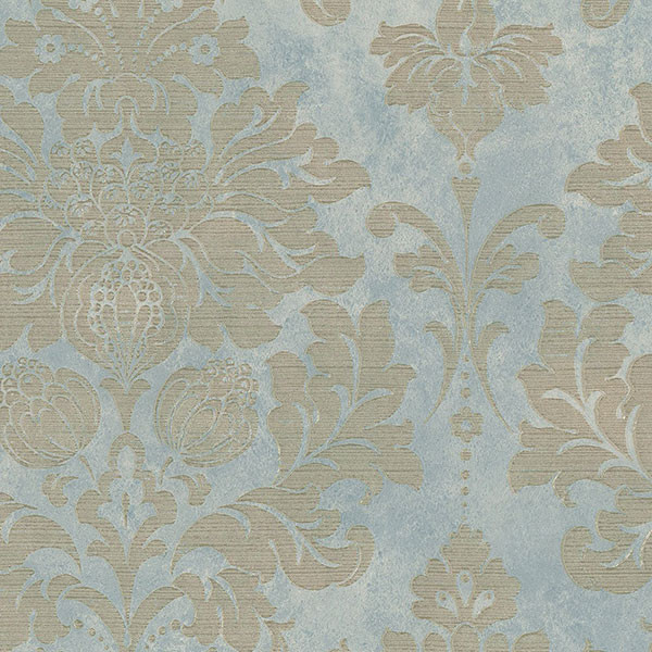 Damask Wall Paper large damask, gold on turquoise, md29418 wallpaper - contemporary Damask Wall Paper large damask, gold on turquoise, md29418 wallpaper - contemporary