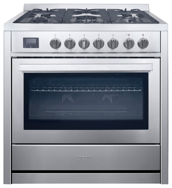 36 in. Dual Fuel Range with 5 burners and Convection Oven in Stainless
