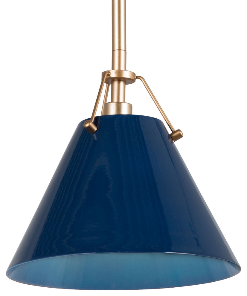 LALUZ Modern Navy Blue Hanging Pendent Light Fixture for Kitchen Island Contemporary Kitchen