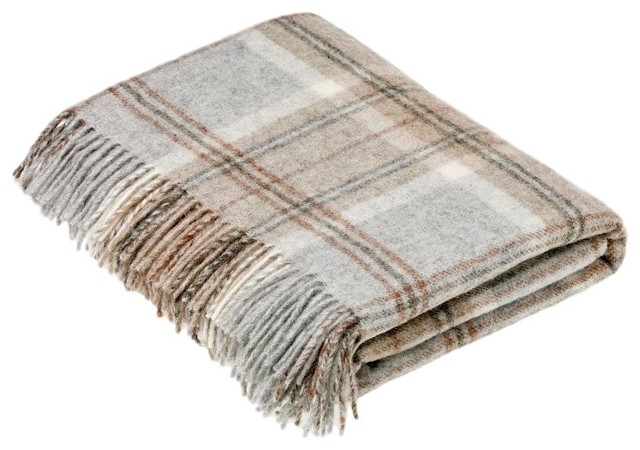 Naturally Bronte Shetland Quality Pure New Wool Gray Aysgarth Throw Blanket