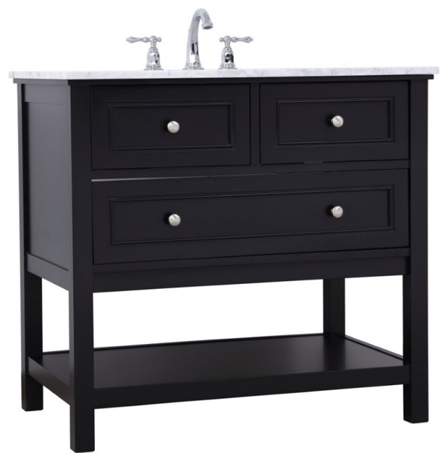 Elegant Decor Metropolis 36 Single Marble Top Bathroom Vanity In Black Transitional Bathroom Vanities And Sink Consoles By Fratantoni Lifestyles