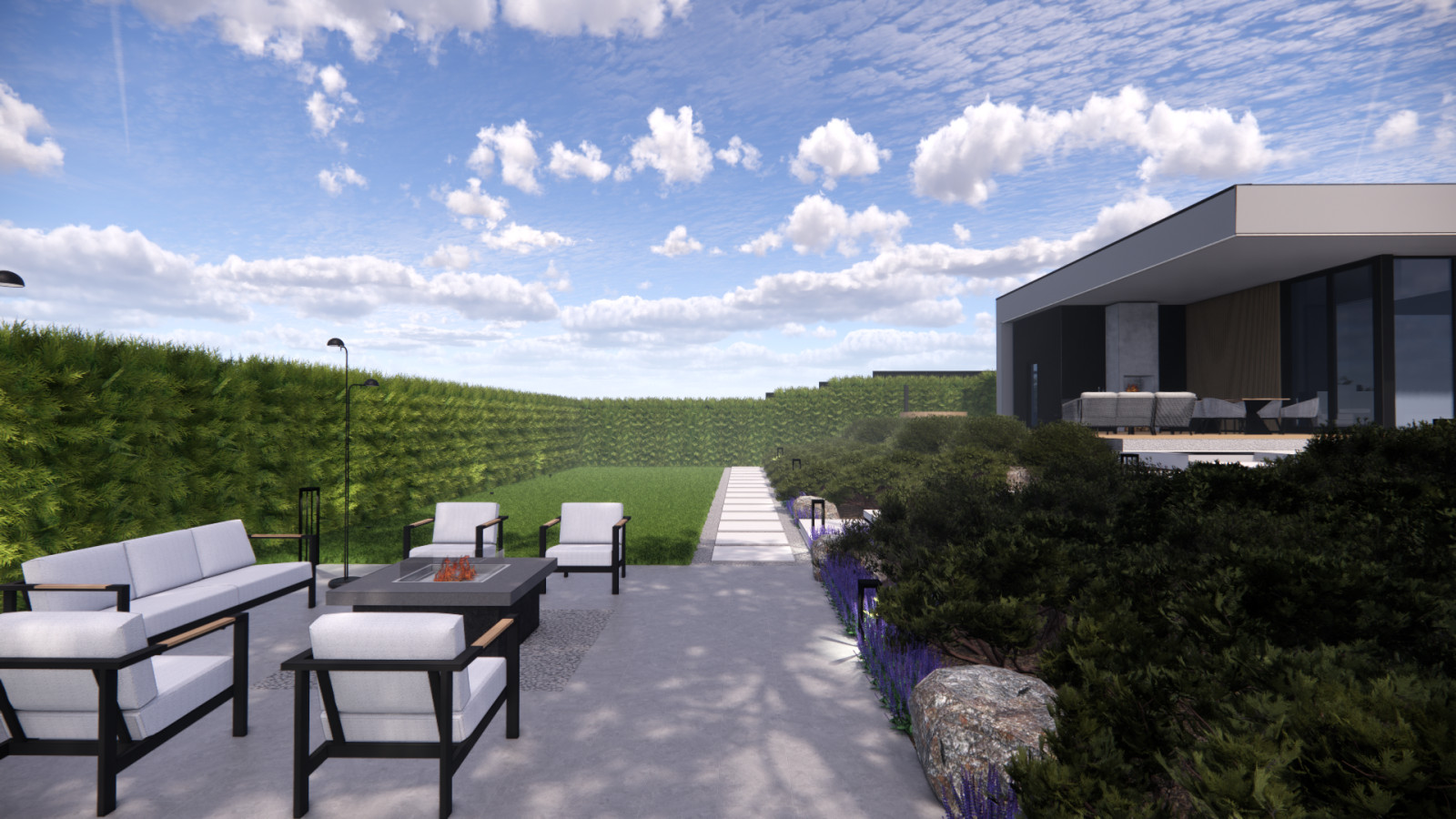 Нижний уровень участка с зоной отдыха