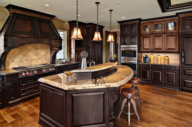 Dark mixed wood custom cabinets - Traditional - Kitchen - Minneapolis ...