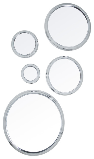 5 Piece Decorative Silver Round Wall, Circle Wall Mirrors Set