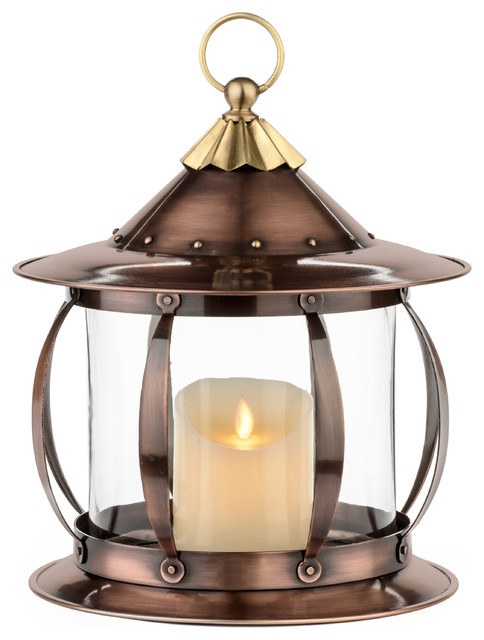 San Simeon Decorative Candle Lantern Holder, Table Top Patio Deck