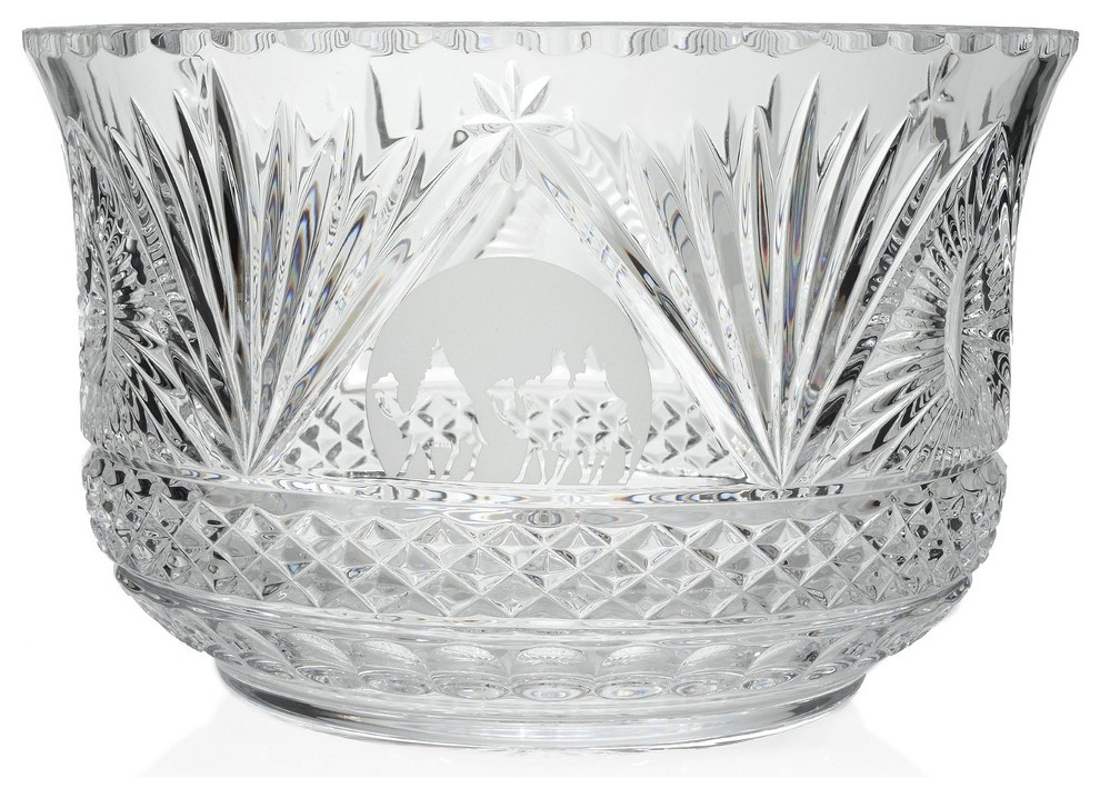 House of Waterford Birth of Jesus 12" Flat & Diamond Cut Crystal Bowl