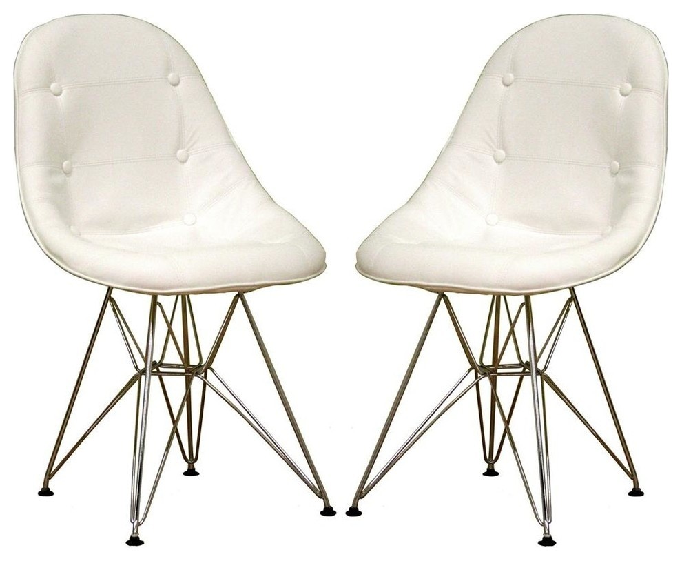 Baxton Studio Upholstered Bucket Chairs with Chrome Bases - 2-Piece Set
